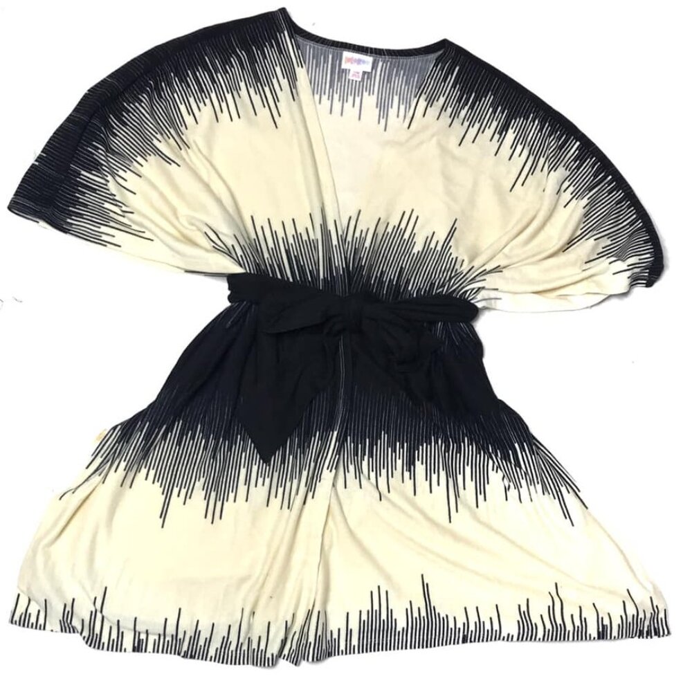 NEW NWT Lularoe Savannah Soft Knit Belted Kaftan Cream Ivory Black S/M L/XL